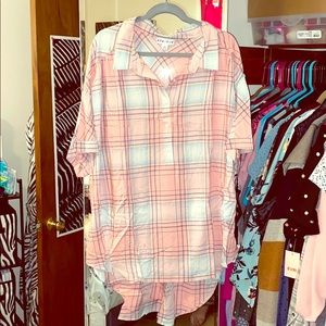 Pink Plaid Hi-Lo Tunic